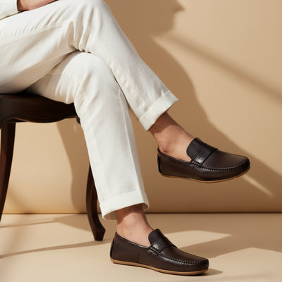 VELVORY Rich Cocoa Brown Penny Men's Genuine Leather Loafers