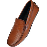 VELVORY Elegant Tan Textured Men's Genuine Leather Loafers
